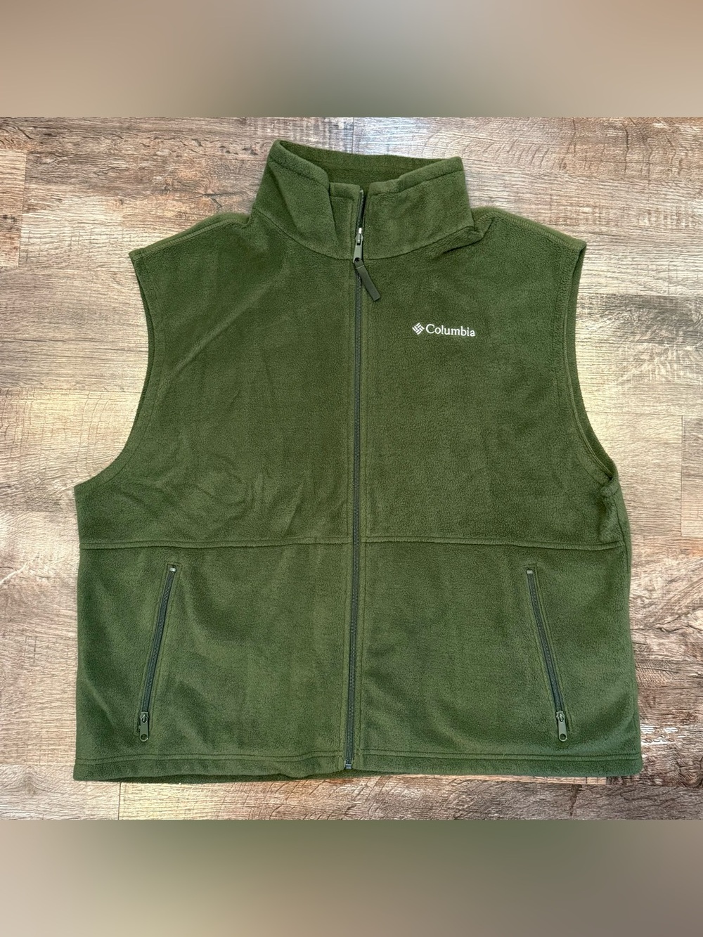 Columbia Sportswear Mens Green Fleece Full Zip Up Vest XL Outdoor Fall Pockets
